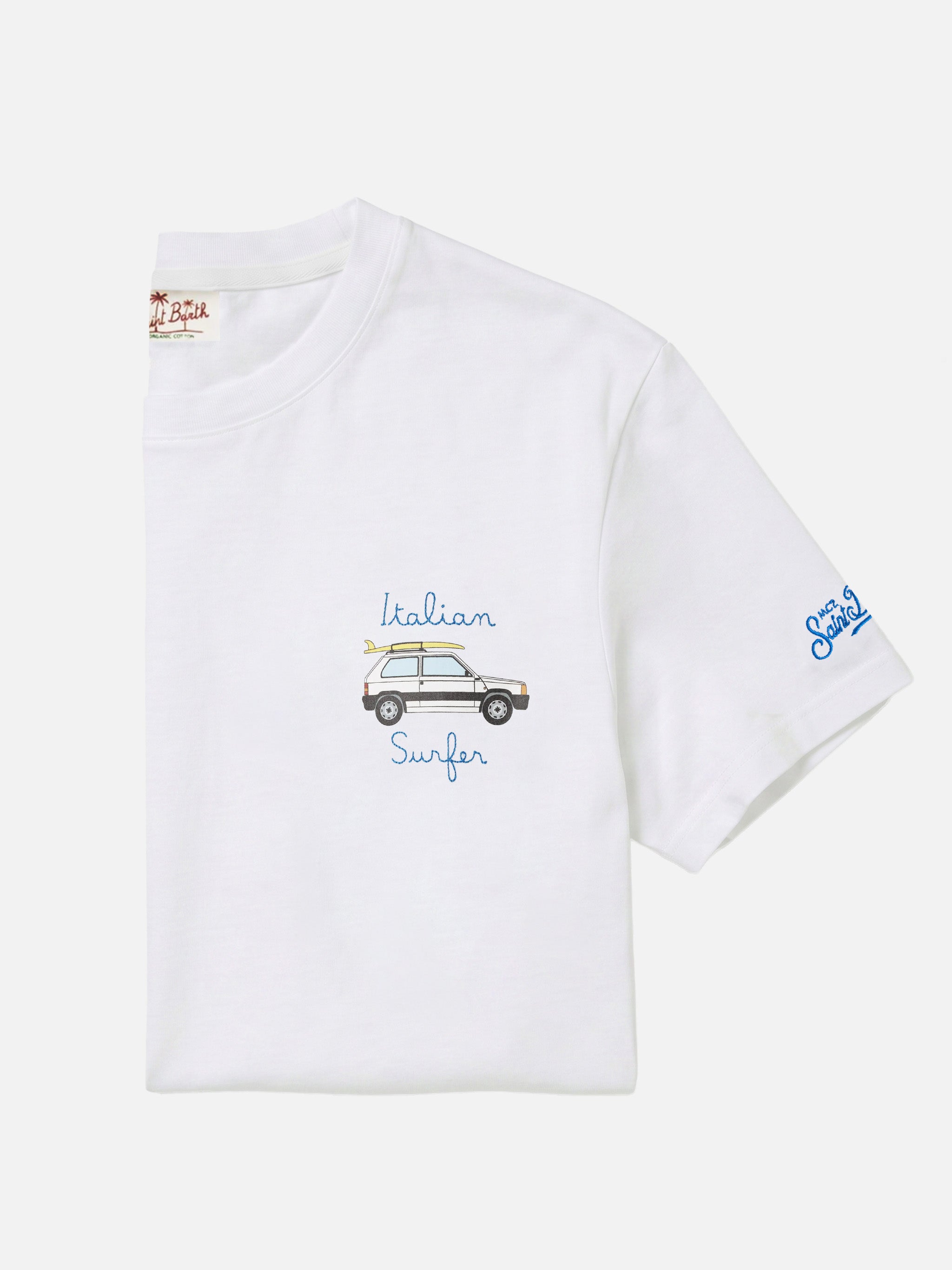 Panda t-shirt with print and surf embroidery in white | Special