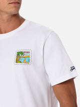 T-shirt da uomo in cotone con stampa cartolina St. Tropez fronte e retro | EDIZIONE SPECIALE ALESSANDRO ENRIQUEZ