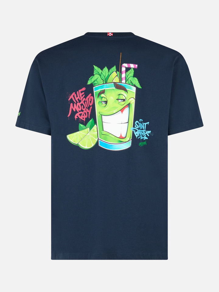 Man cotton t-shirt with Cryptopuppets Mojito front and back placed print | CRYPTOPUPPETS SPECIAL EDITION - MC2 Saint Barth