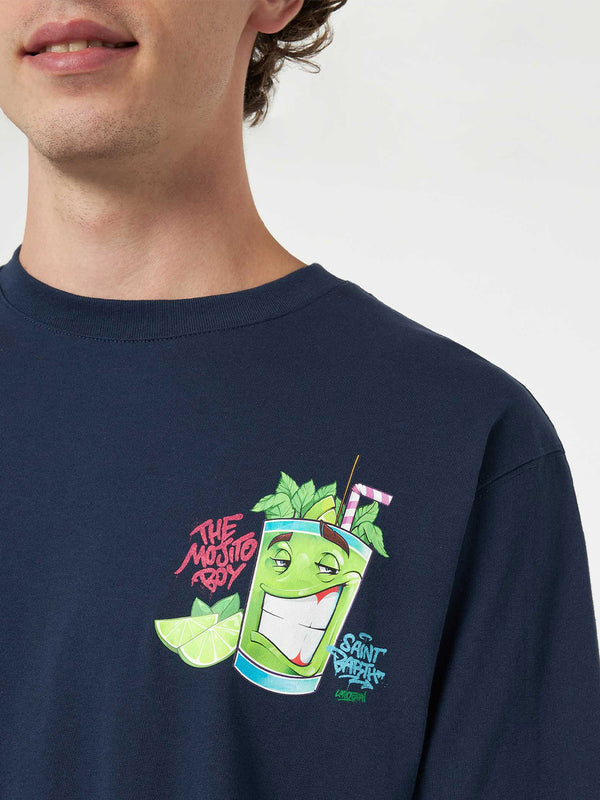 Herren-Baumwoll-T-Shirt mit platziertem Cryptopuppets Mojito-Aufdruck auf Vorder- und Rückseite | CRYPTOPUPPET-SONDERAUSGABE