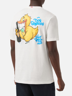 Herren-Baumwoll-T-Shirt mit platziertem Aufdruck „Cryptopuppets Ducky Bollicine“ auf Vorder- und Rückseite | CRYPTOPUPPET-SONDERAUSGABE