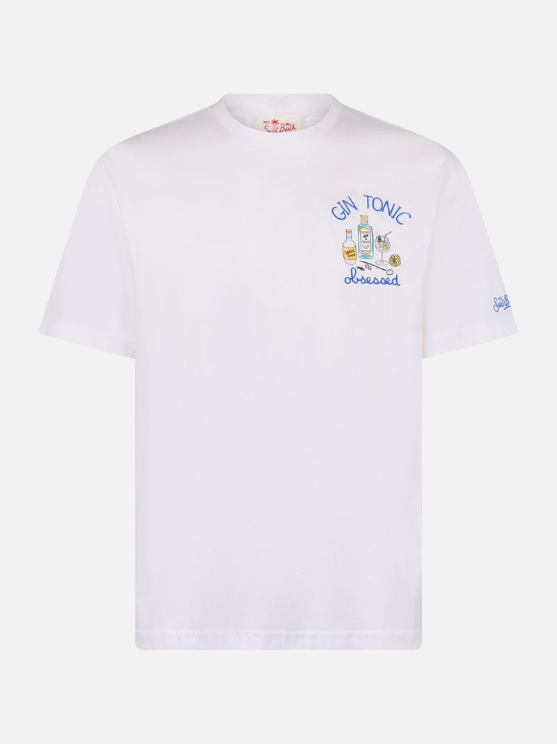 T-shirt da uomo in cotone con ricamo Gin Tonic Ossessione