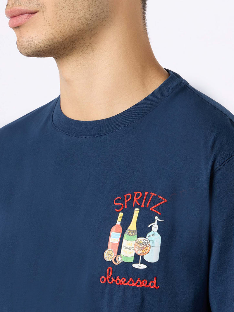 T-shirt da uomo in cotone con ricamo Spritz obsessioned