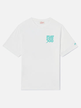 Herren-T-Shirt aus Baumwolle mit platziertem Spiaggina-Aufdruck auf Vorder- und Rückseite | FIAT 500 SONDEREDITION