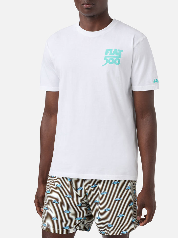 T-shirt Fiat 500 Spiaggina con stampa fronte e retro bianco | Special Edition