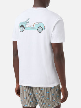 Herren-T-Shirt aus Baumwolle mit platziertem Spiaggina-Aufdruck auf Vorder- und Rückseite | FIAT 500 SONDEREDITION