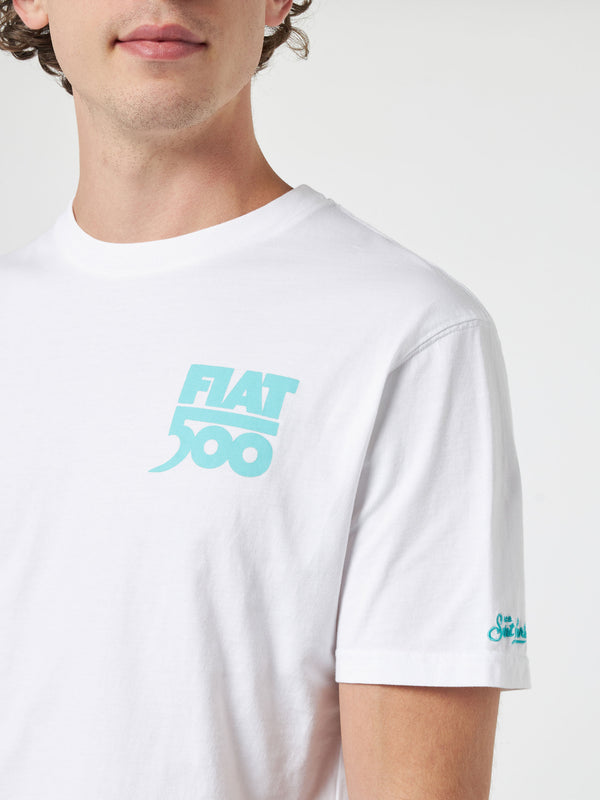 T-shirt da uomo in cotone con stampa piazzata Spiaggina davanti e dietro | FIAT 500 EDIZIONE SPECIALE