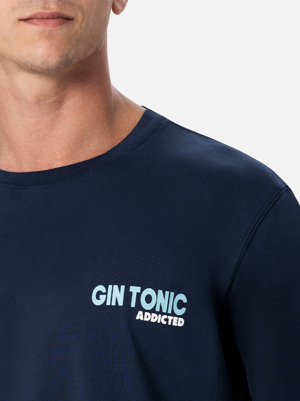 Herren-T-Shirt aus Baumwolle mit platziertem Gin Tonic Addicted-Aufdruck