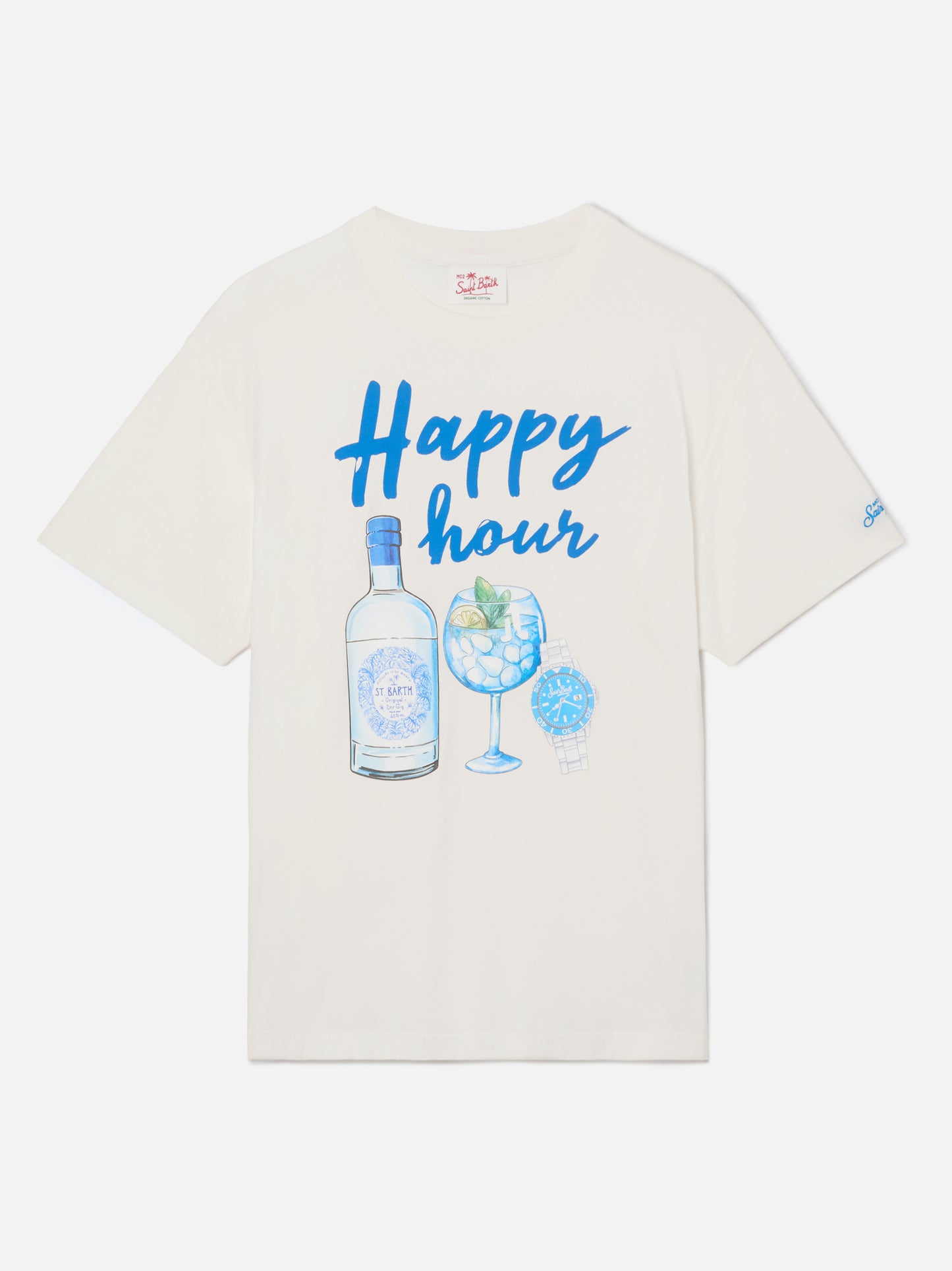 Happy Hour print t-shirt in beige