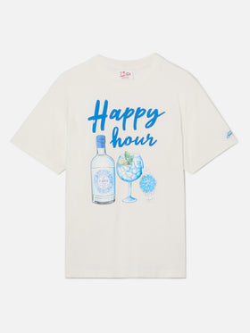 Happy Hour print t-shirt in beige