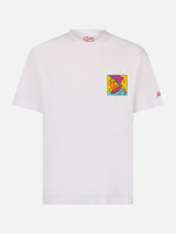 T-shirt da uomo in cotone con stampa fronte e retro del disegno Keith Haring | KEITH HARING EDIZIONE SPECIALE