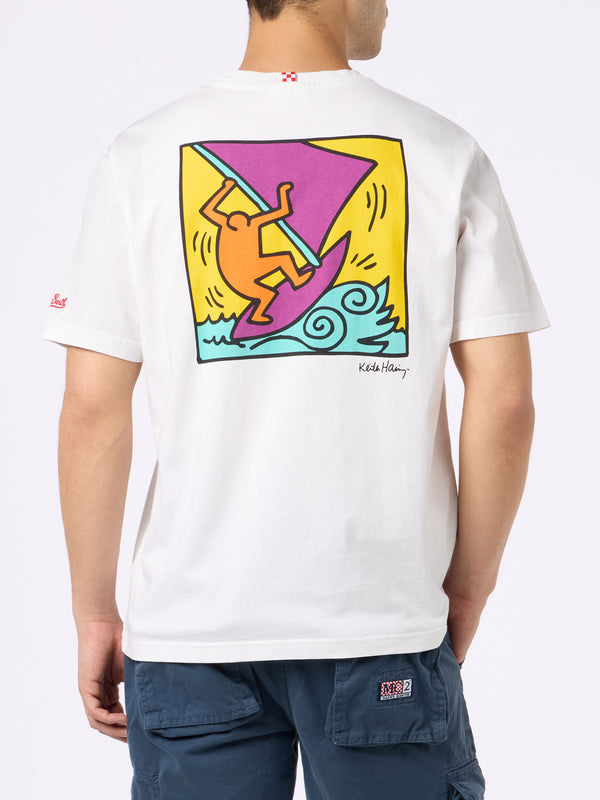 T-shirt da uomo in cotone con stampa fronte e retro del disegno Keith Haring | KEITH HARING EDIZIONE SPECIALE