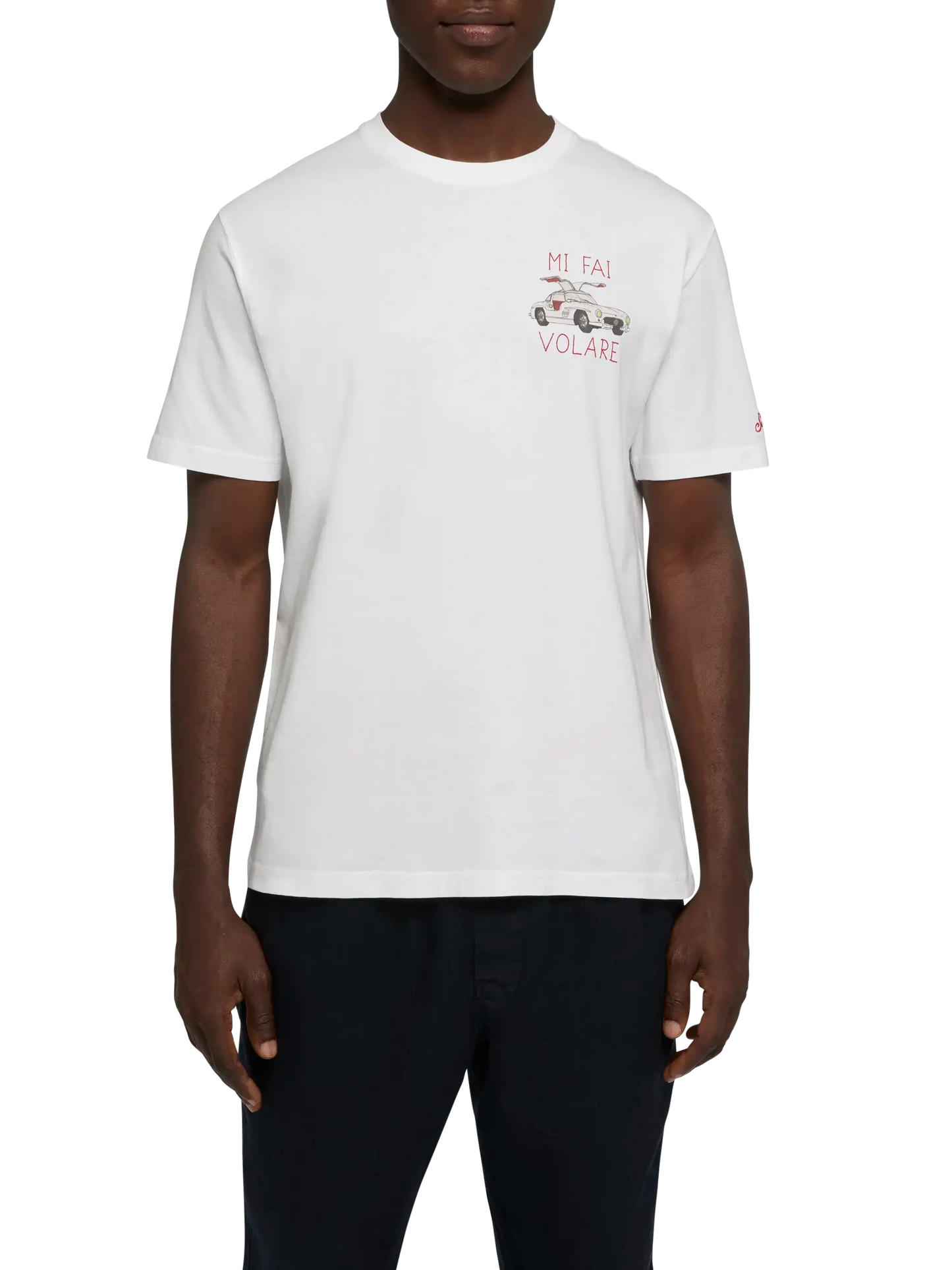 Cotton T-shirt with Mi fai volare embroidery