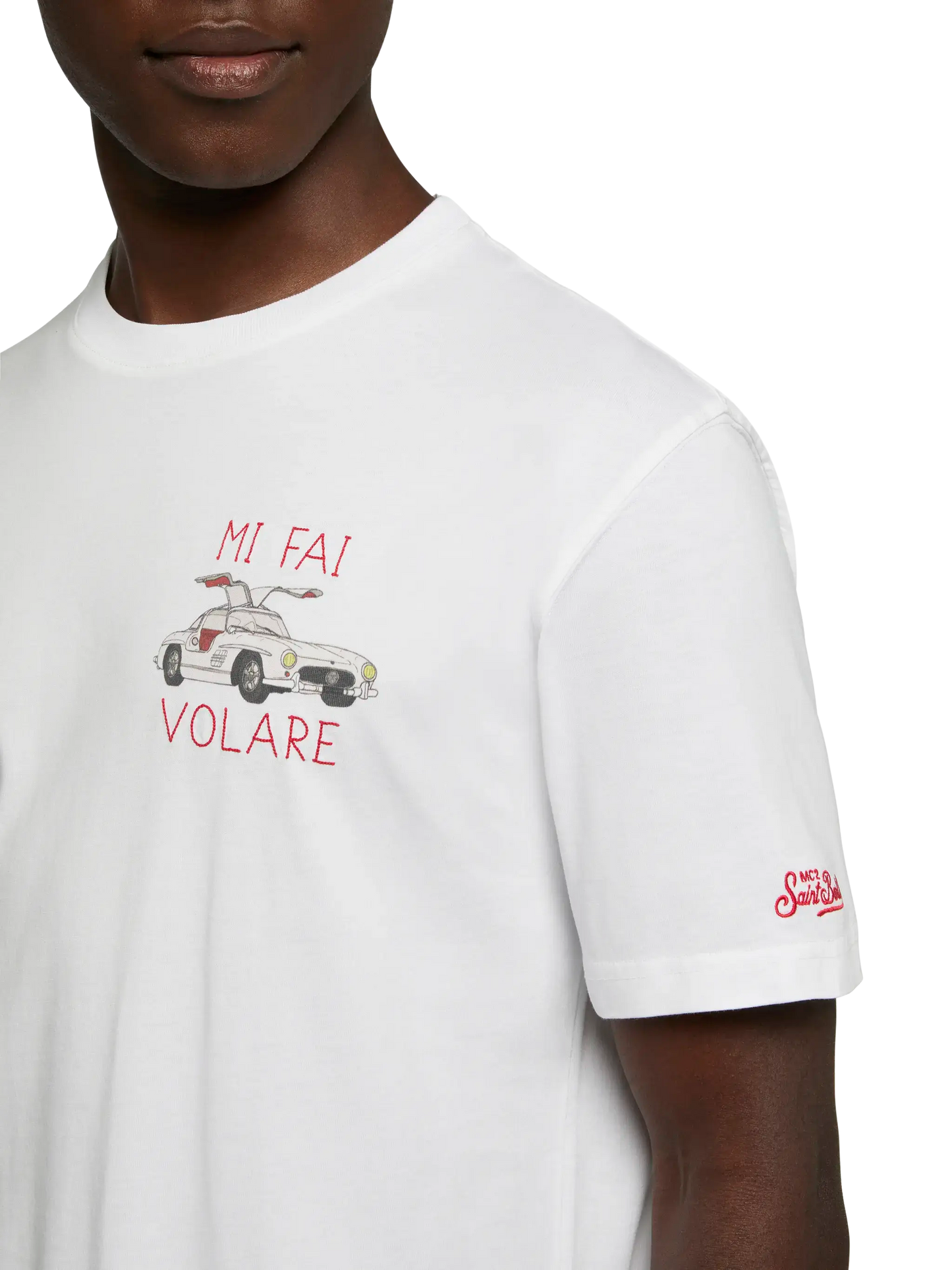 Cotton T-shirt with Mi fai volare embroidery
