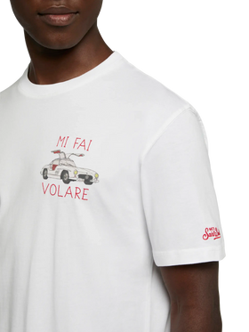 Cotton T-shirt with Mi fai volare embroidery