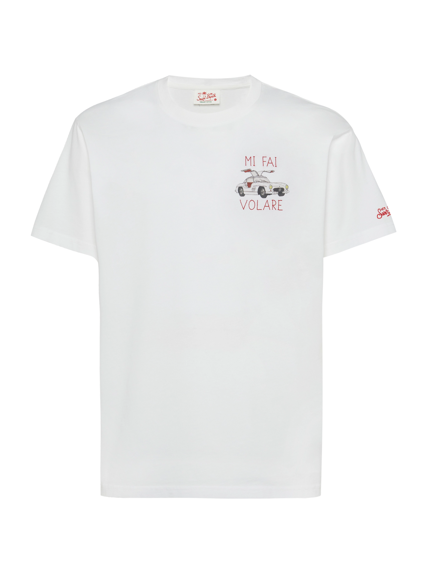 Cotton T-shirt with Mi fai volare embroidery
