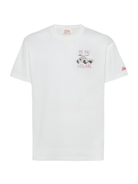 Cotton T-shirt with Mi fai volare embroidery