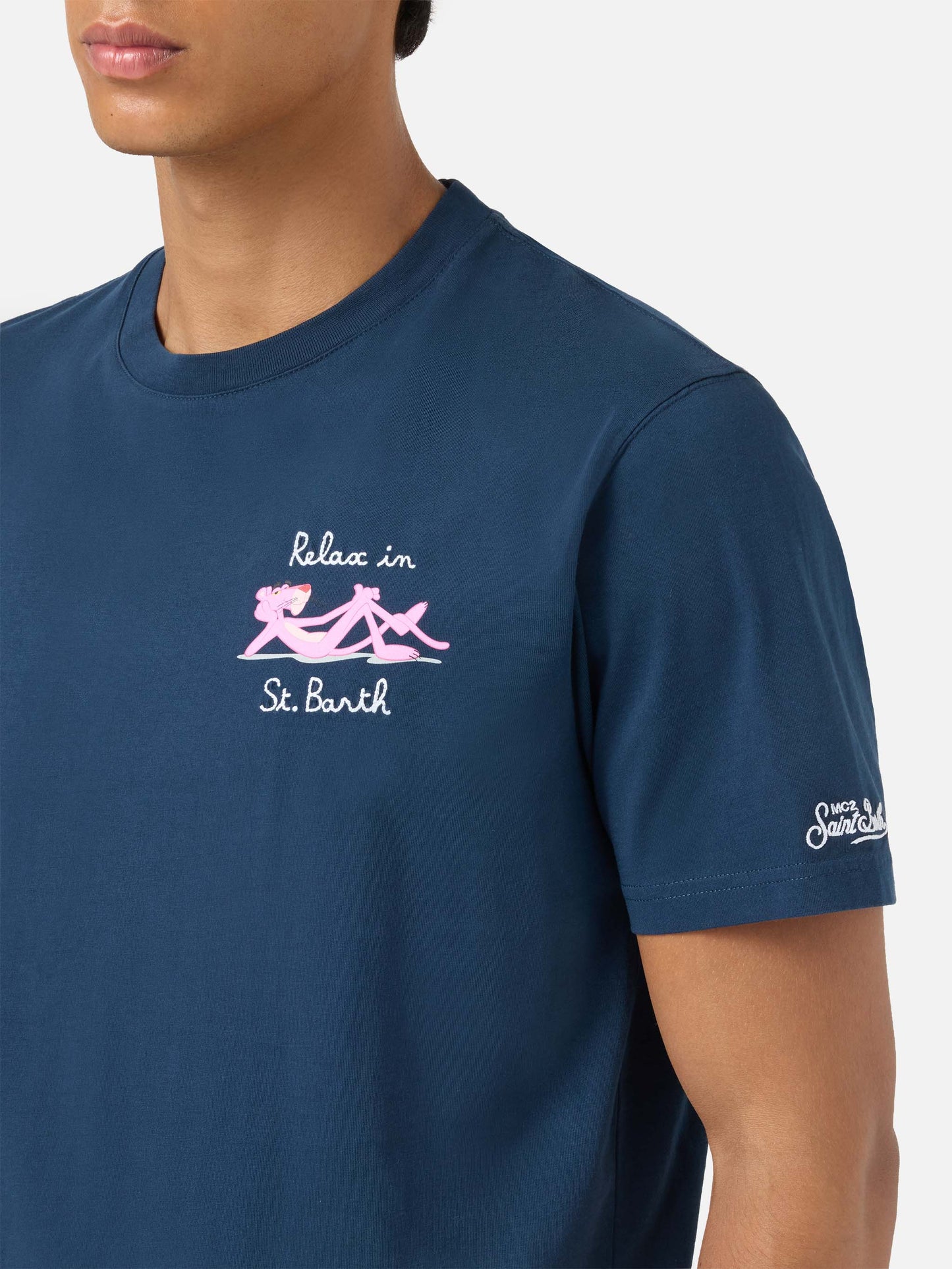 T-shirt with Pink Panther print and embroidery | THE PINK PANTHER SPECIAL EDITION