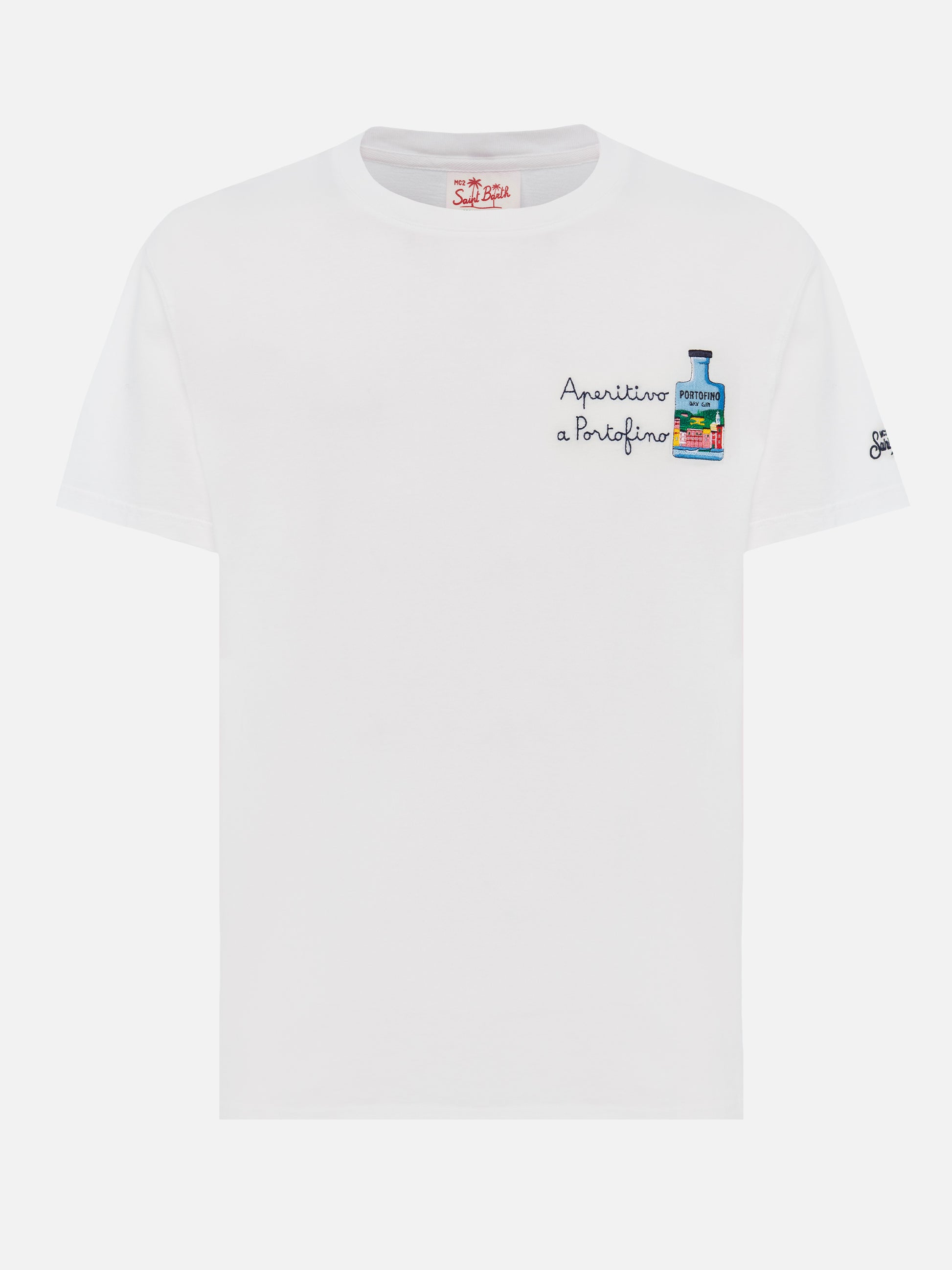 Cotton T-shirt with Aperitivo a Portofino embroidery | PORTOFINO DRY GIN SPECIAL EDITION - MC2 Saint Barth