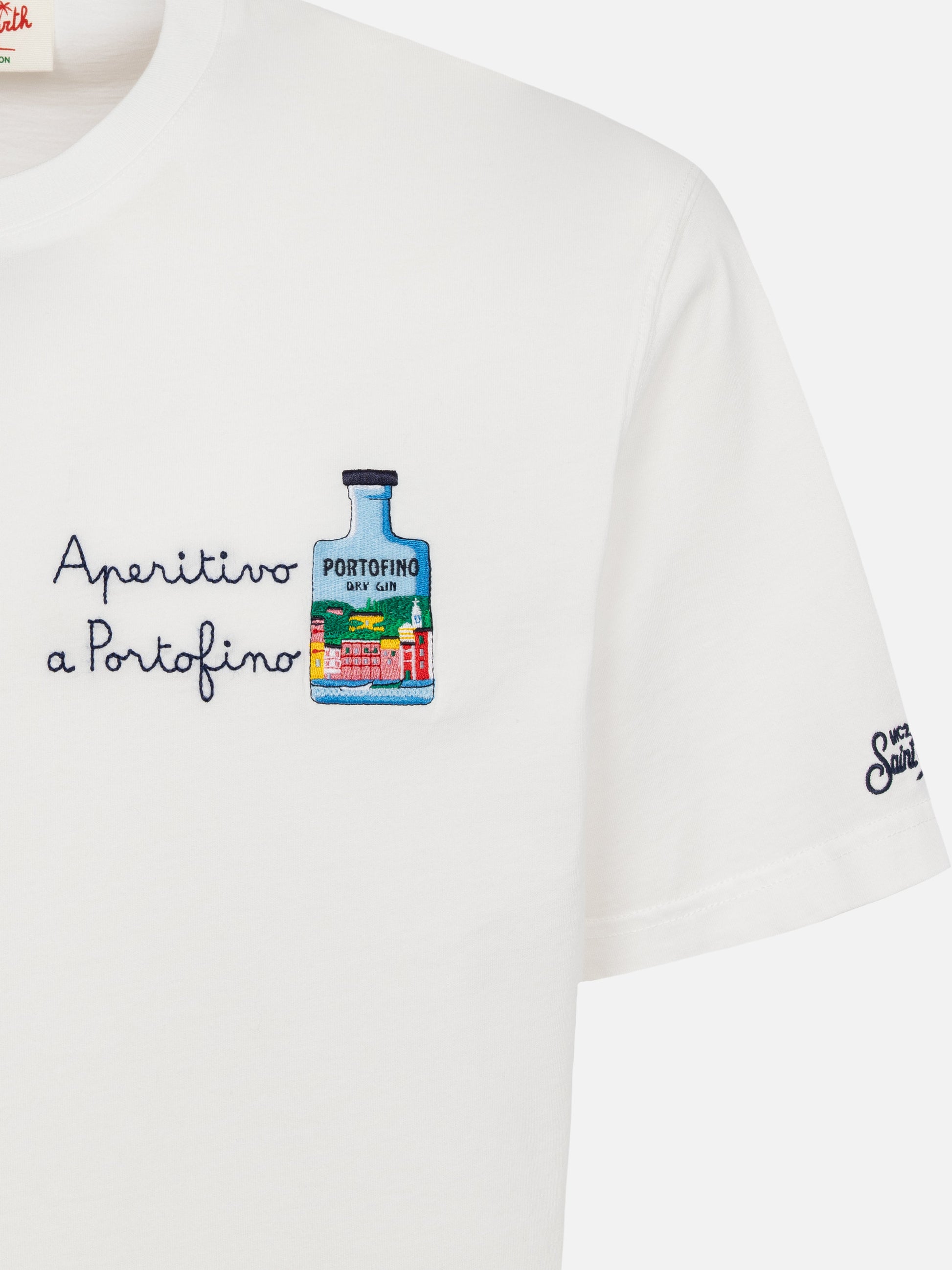 Cotton T-shirt with Aperitivo a Portofino embroidery | PORTOFINO DRY GIN SPECIAL EDITION - MC2 Saint Barth