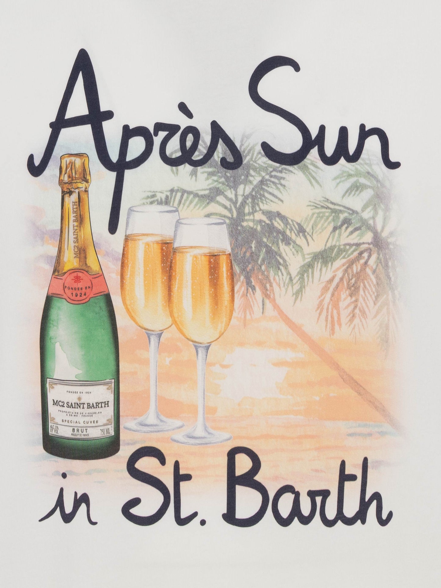 Cotton T-shirt with Après Sun in St. Barth  print