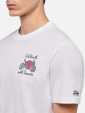 Cotton T-shirt with To St. Barth with Ducati embroidery | DUCATI MOTORS® SPECIAL EDITION - MC2 Saint Barth