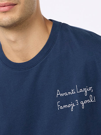 Man cotton t-shirt with Avanti Lazio, Famoje 3 Goal! embroidery | SS LAZIO SPECIAL EDITION