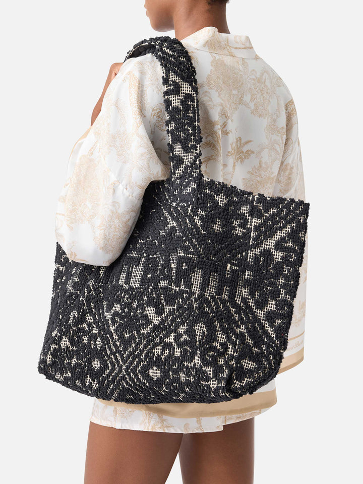 Black Tufting  cotton tote bag