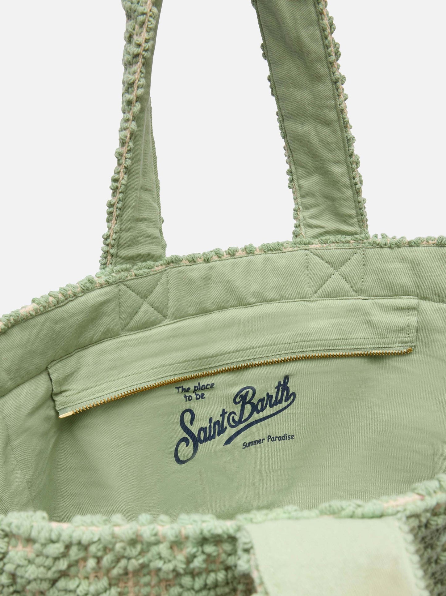 Tufting Cotton Tote Bag verde salvia
