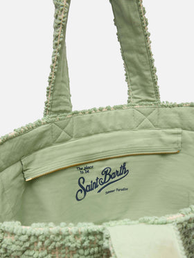 Tufting Cotton Tote Bag verde salvia
