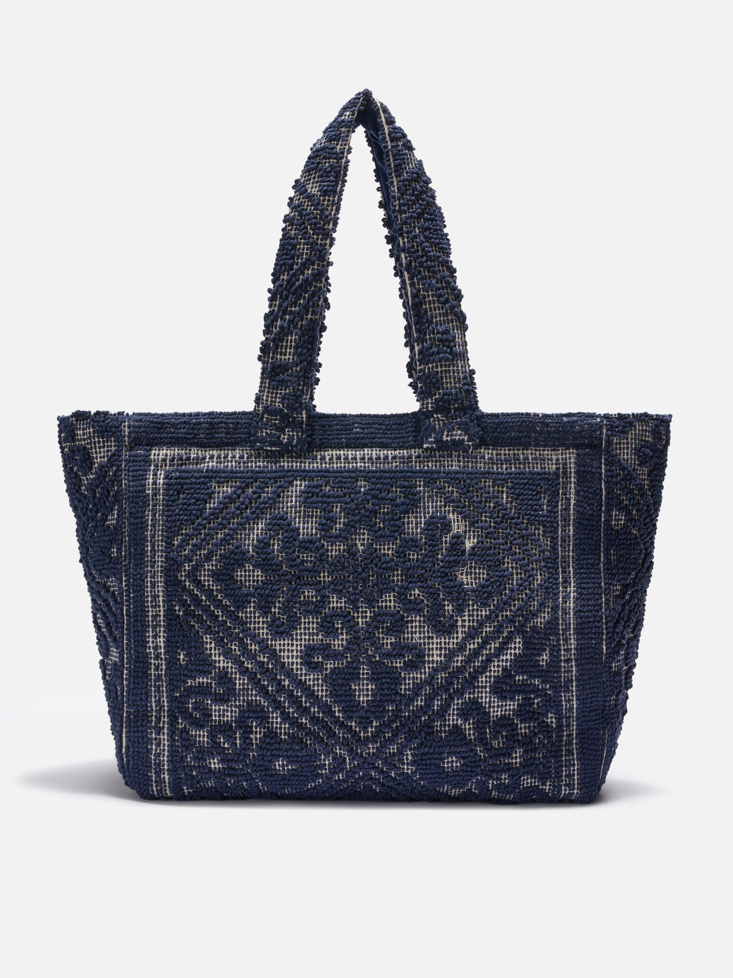 Tufting Cotton Tote Bag blu navy