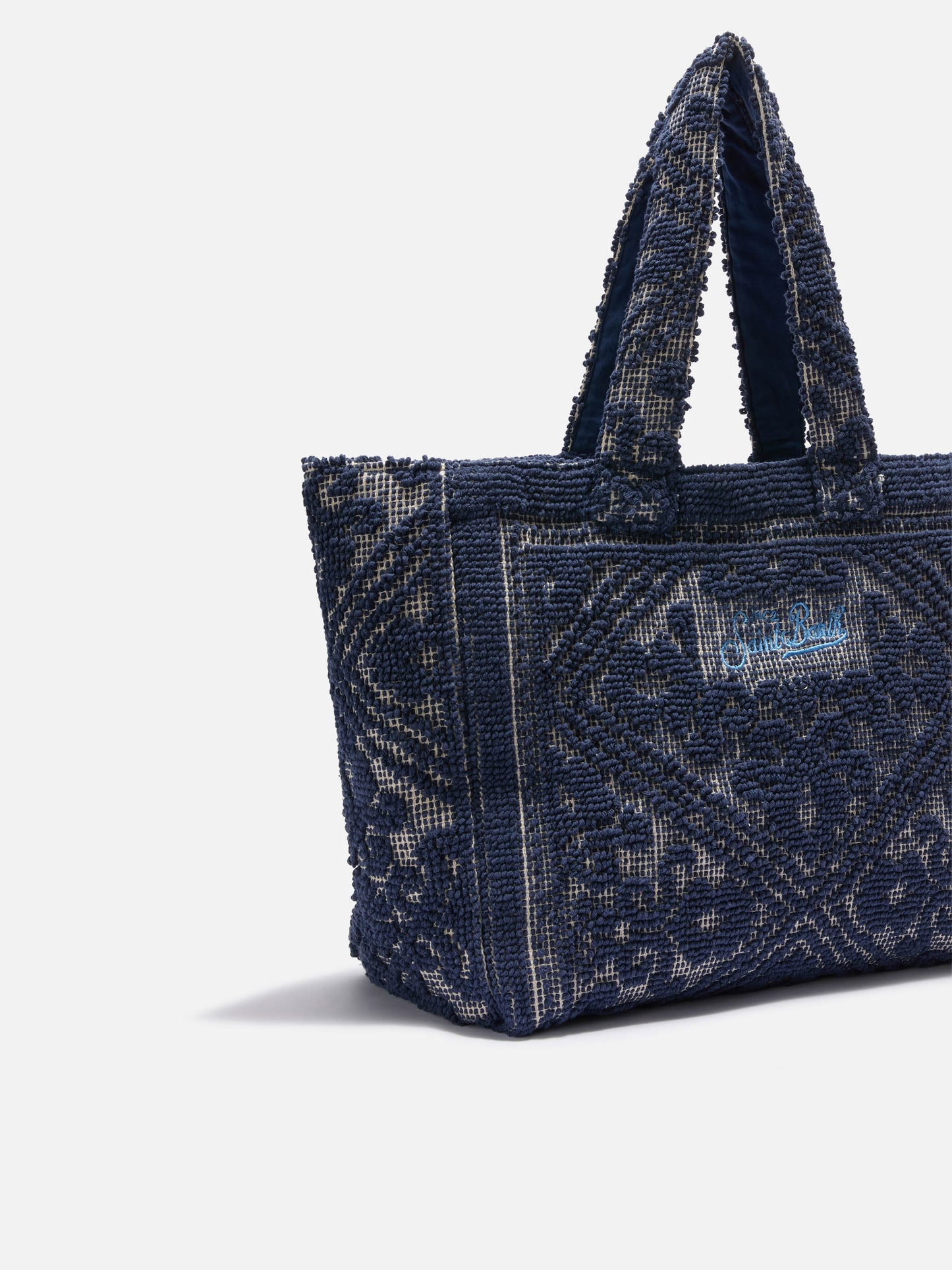 Tufting Cotton Tote Bag blu navy
