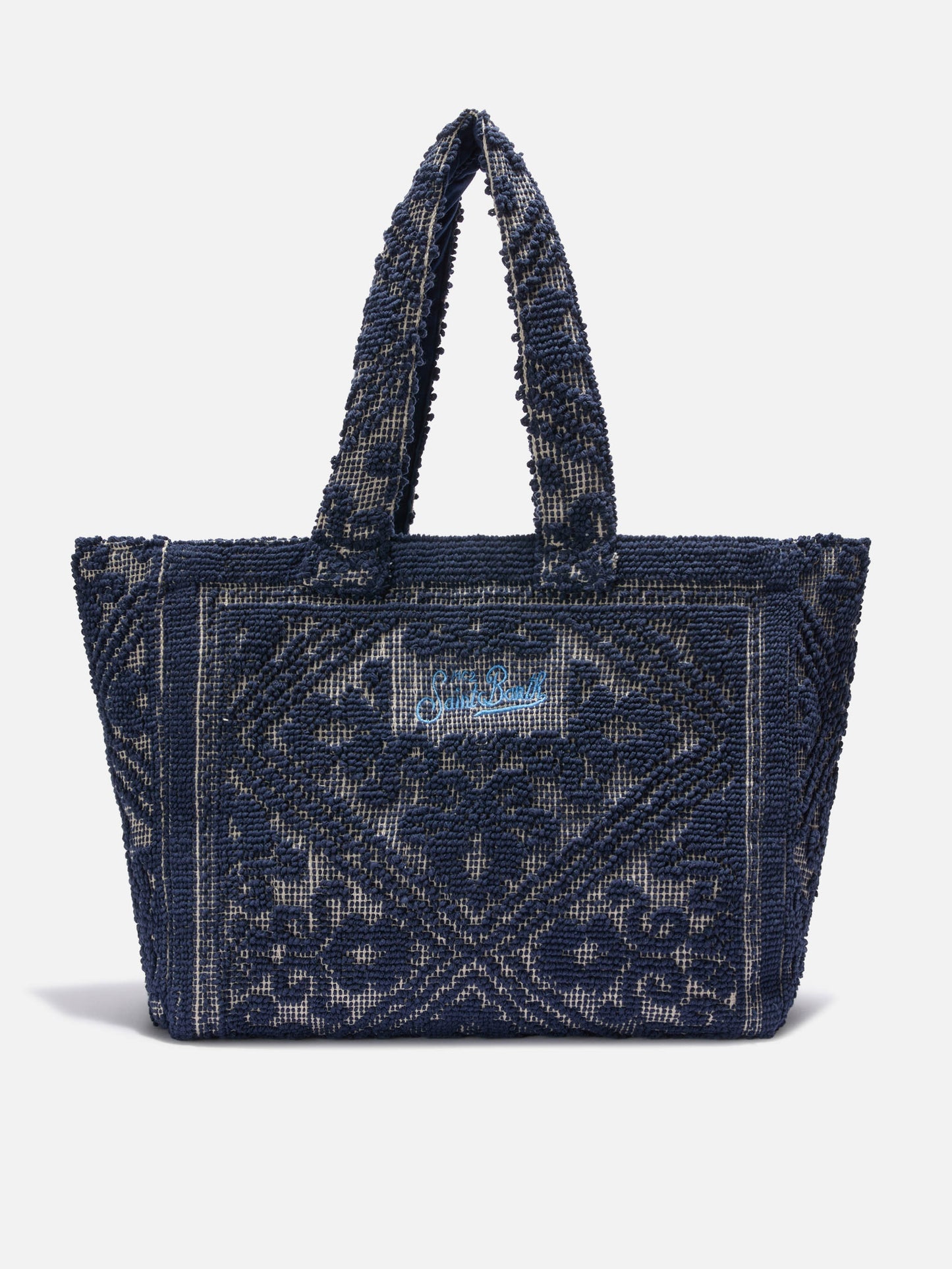 Tufting Cotton Tote Bag blu navy