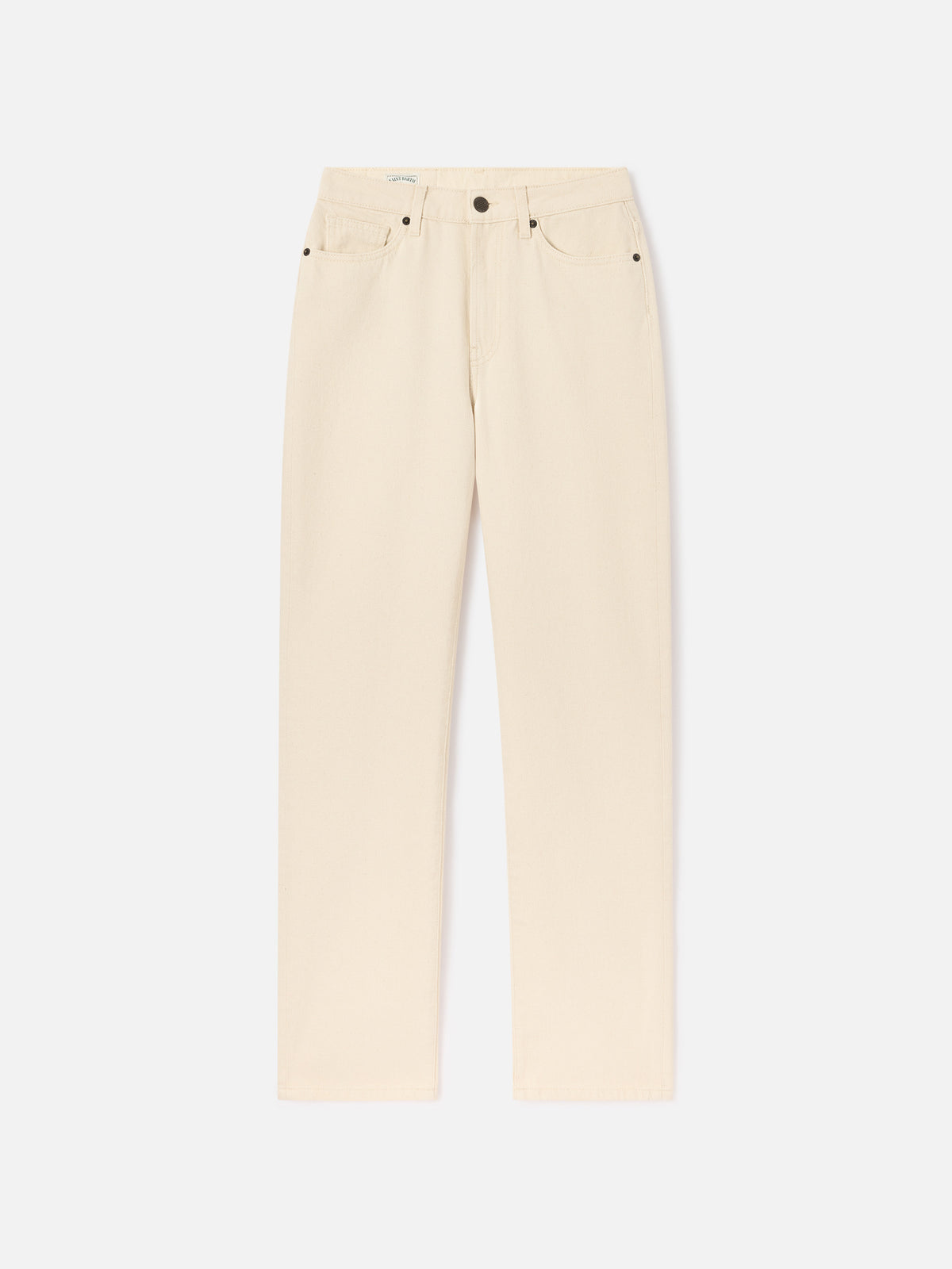 Off white June cotton denim trousers with logo embroidery