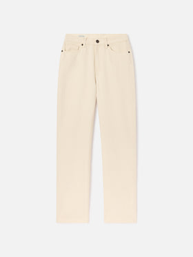 Off white June cotton denim trousers with logo embroidery