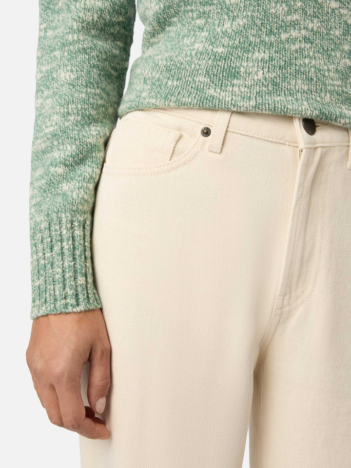 Pantalon June en denim de coton Off white avec broderie logo 