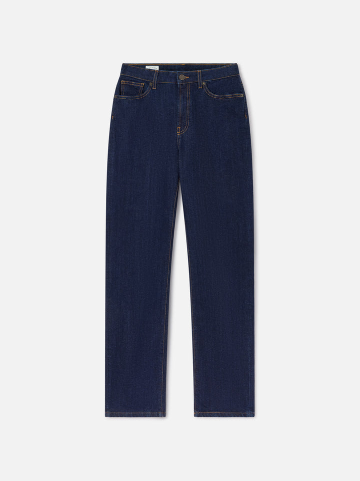 Blue June cotton denim trousers with SB monogram embroidery