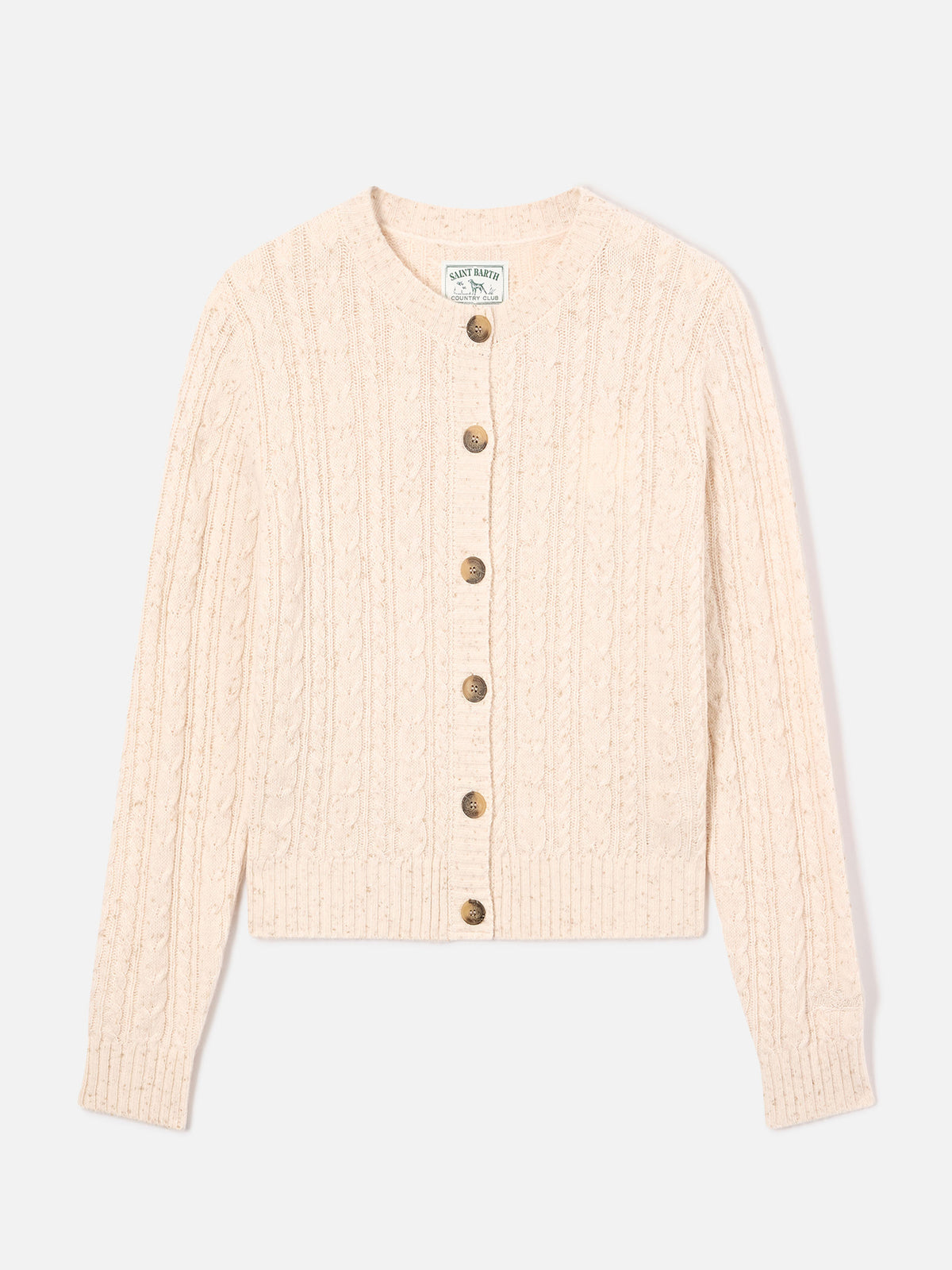 Cardigan Grain Ursule aus Donegal-Wollmischung mit Zopfmuster 