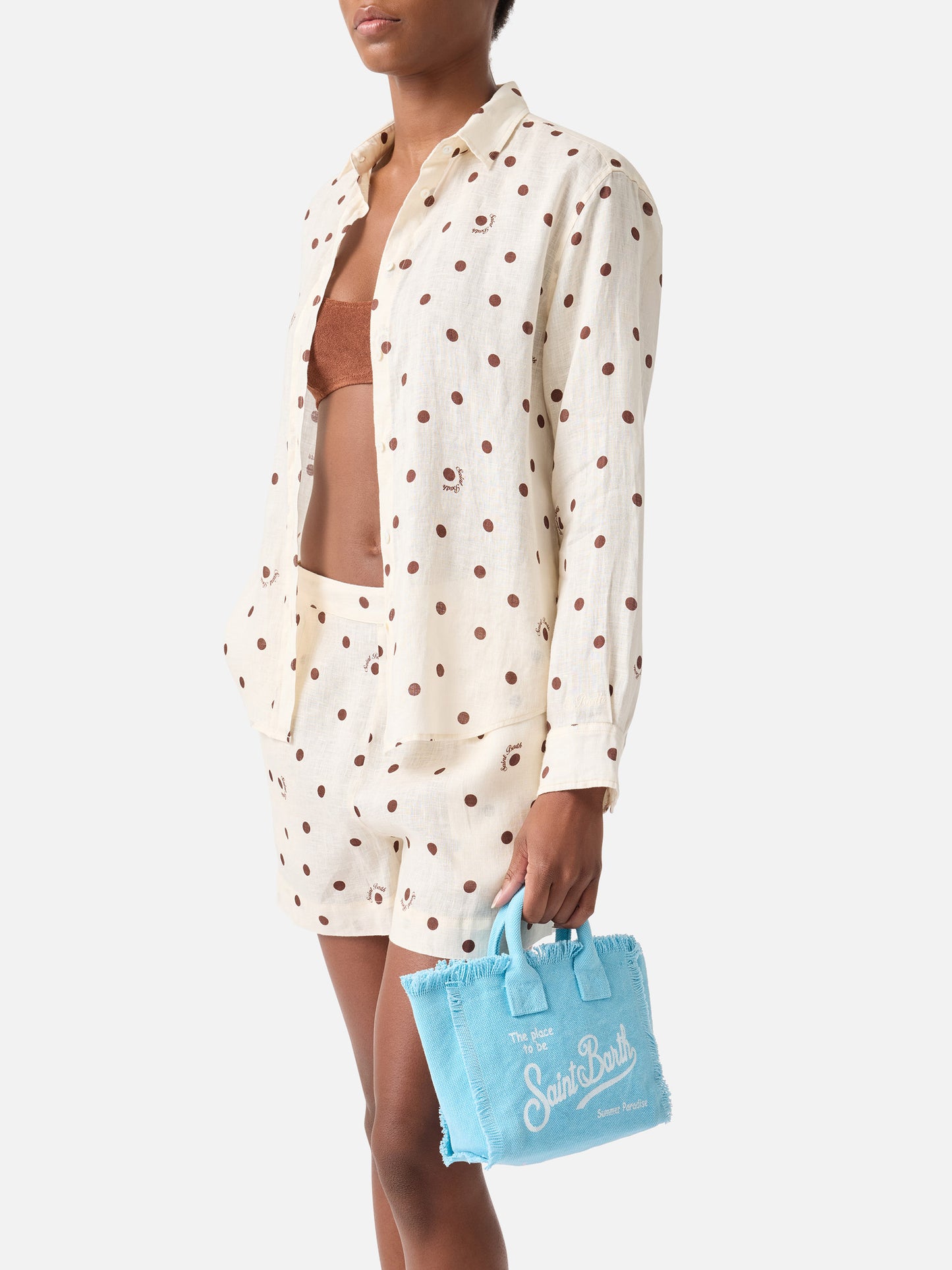 Light blue solid color canvas Vanity mini bag