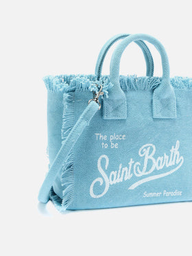 Light blue solid color canvas Vanity mini bag