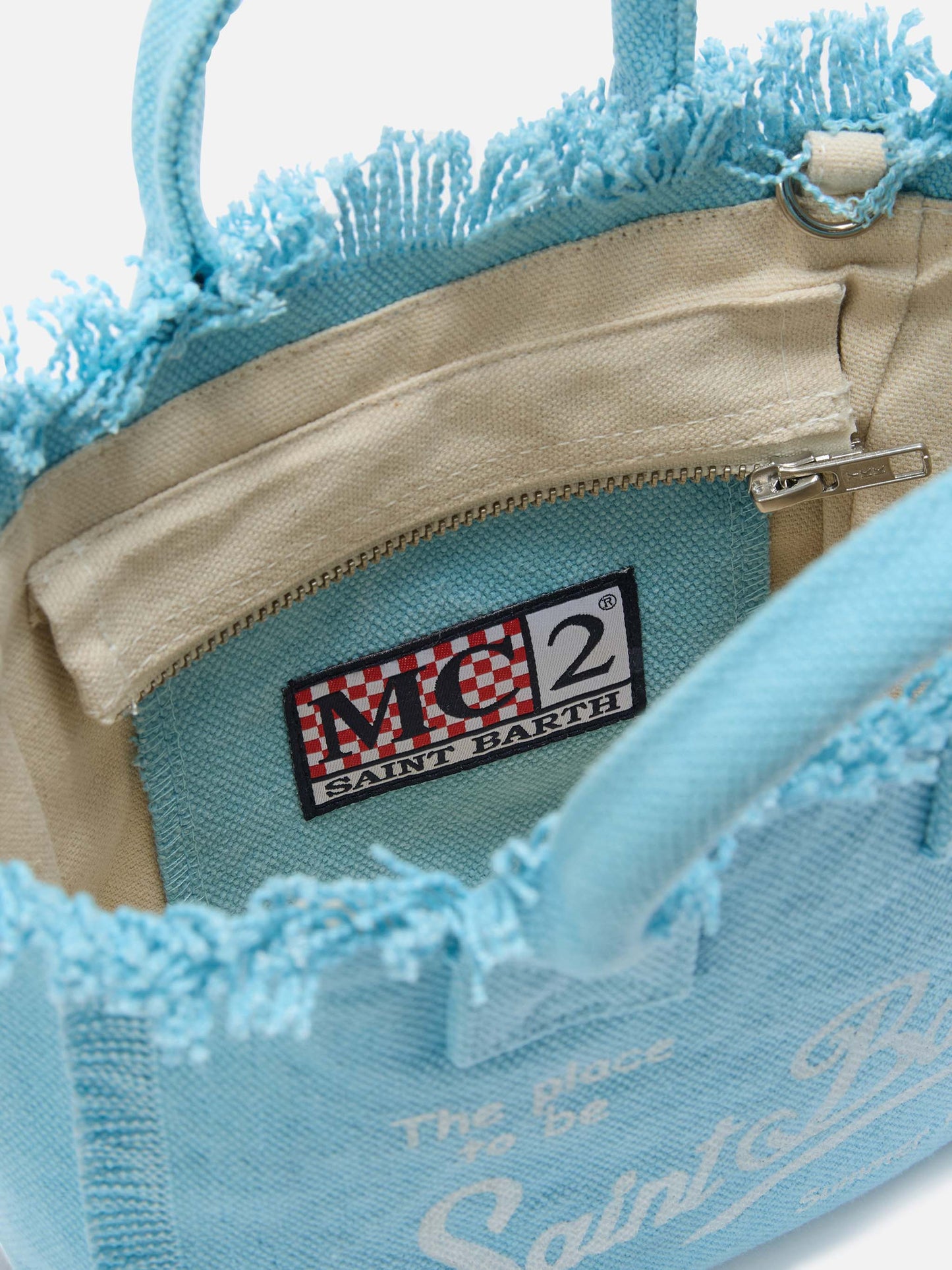 Light blue solid color canvas Vanity mini bag
