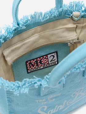 Light blue solid color canvas Vanity mini bag