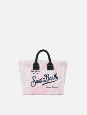 Canvas Vanity mini bag with pink toile de Jouy print