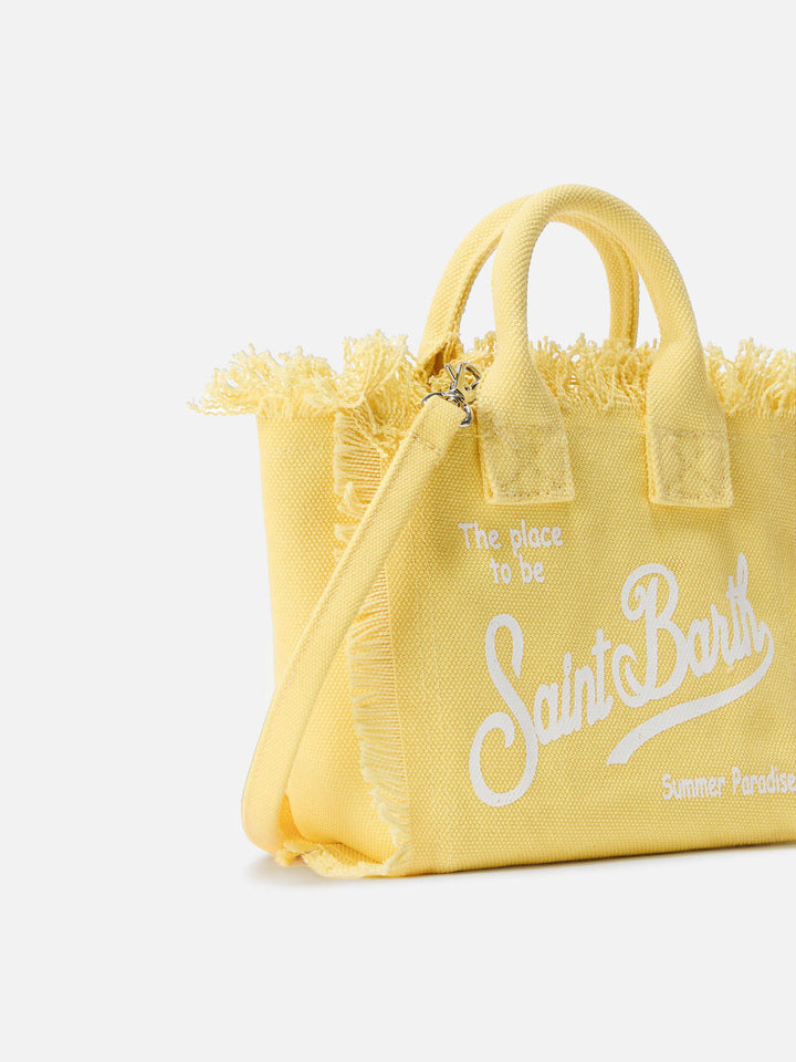 Mini vanity bag en toile unie jaune clair 