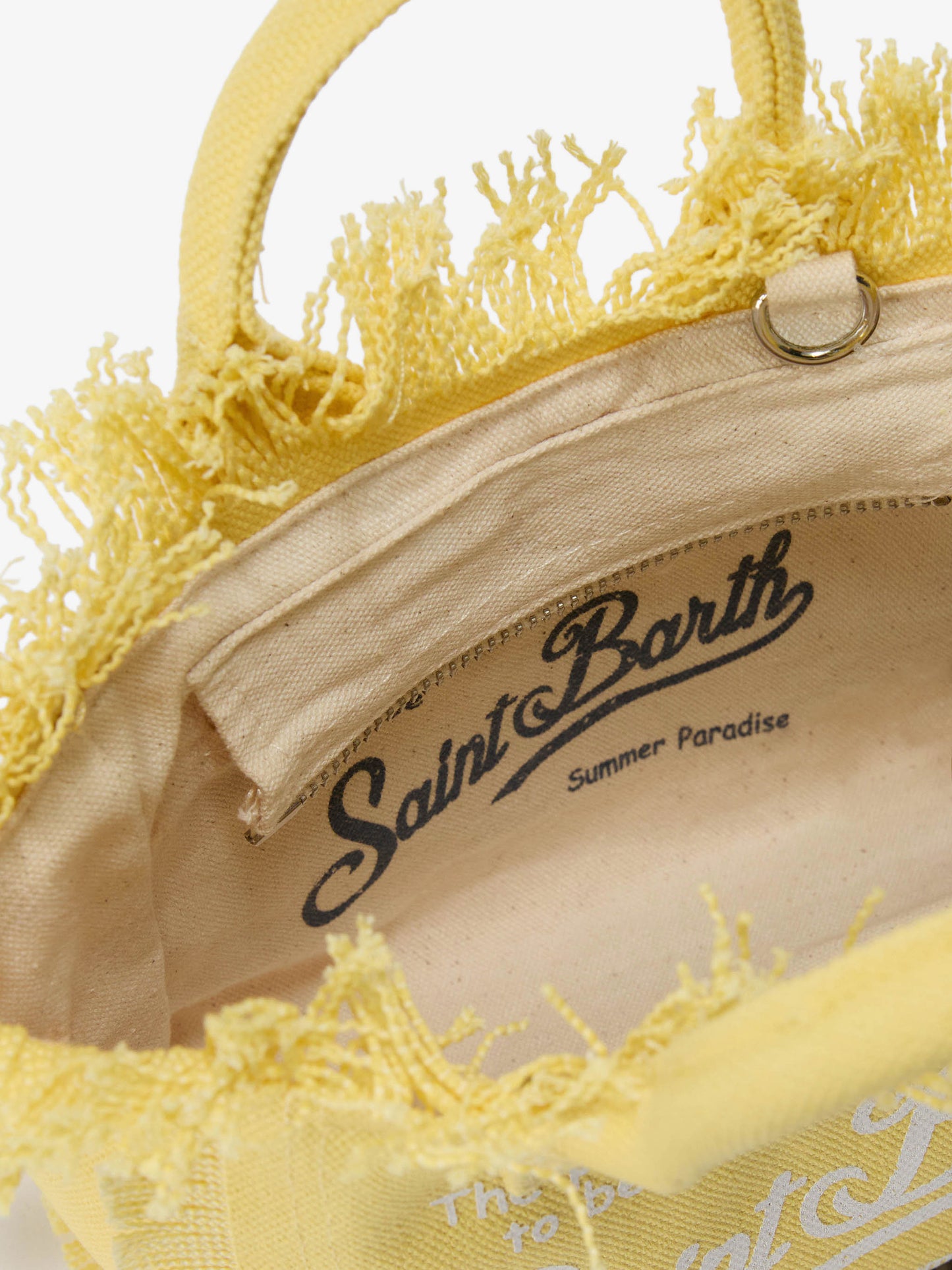 Mini vanity bag en toile unie jaune clair 