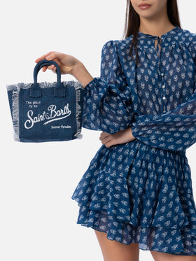 Borsa Mini Vanity in tela di cotone indaco