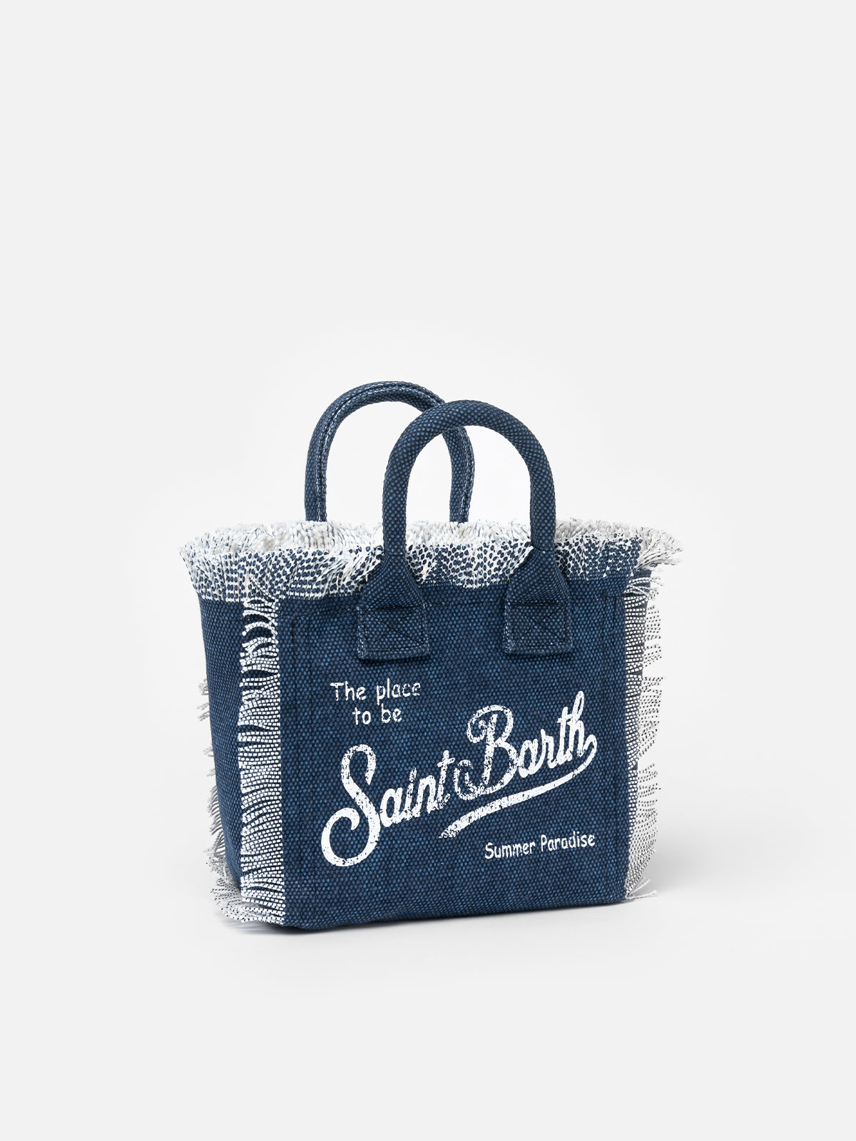 Borsa Mini Vanity in tela di cotone indaco