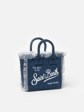 Borsa Mini Vanity in tela di cotone indaco