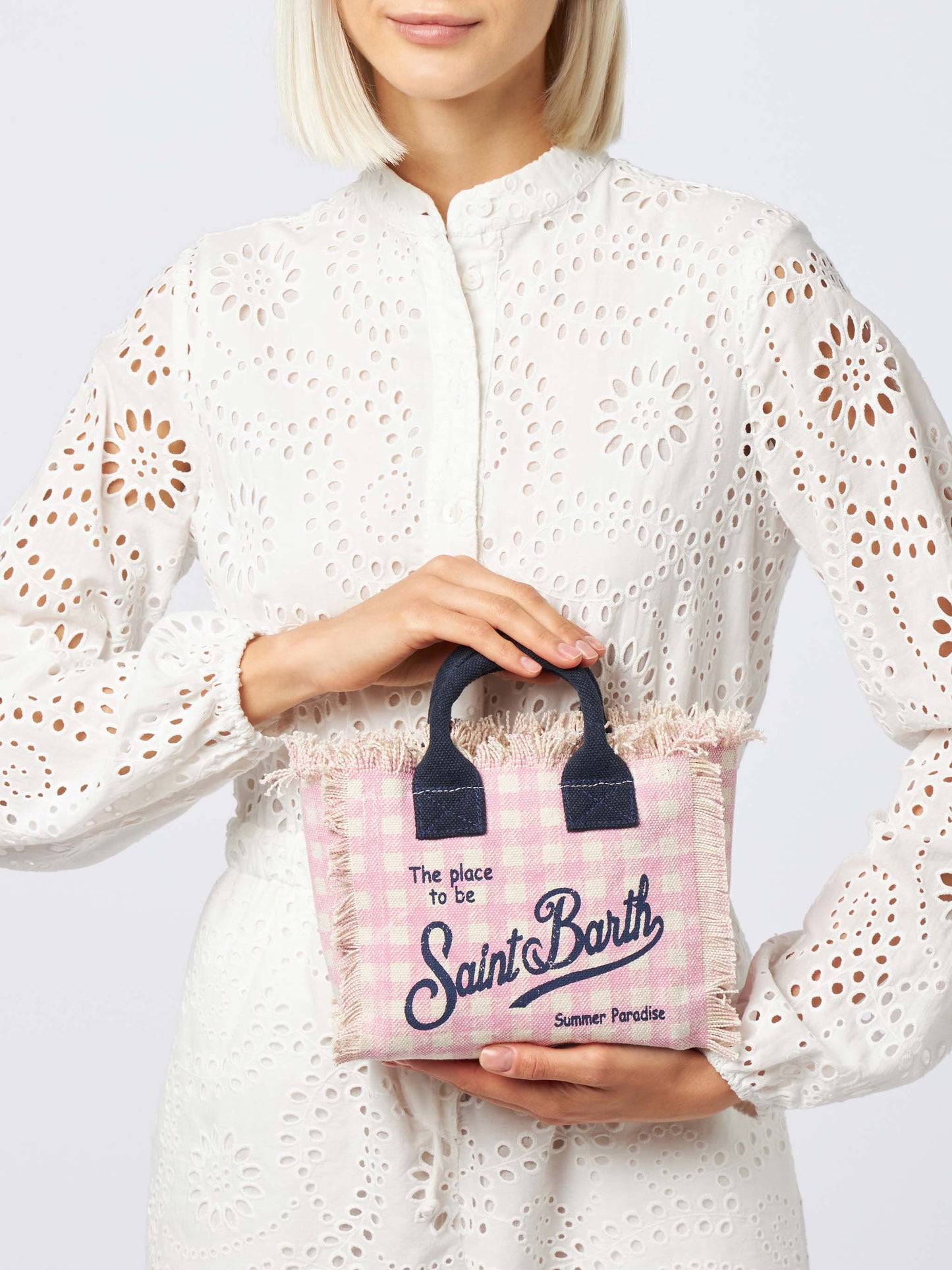 Gingham cotton canvas Mini Vanity bag