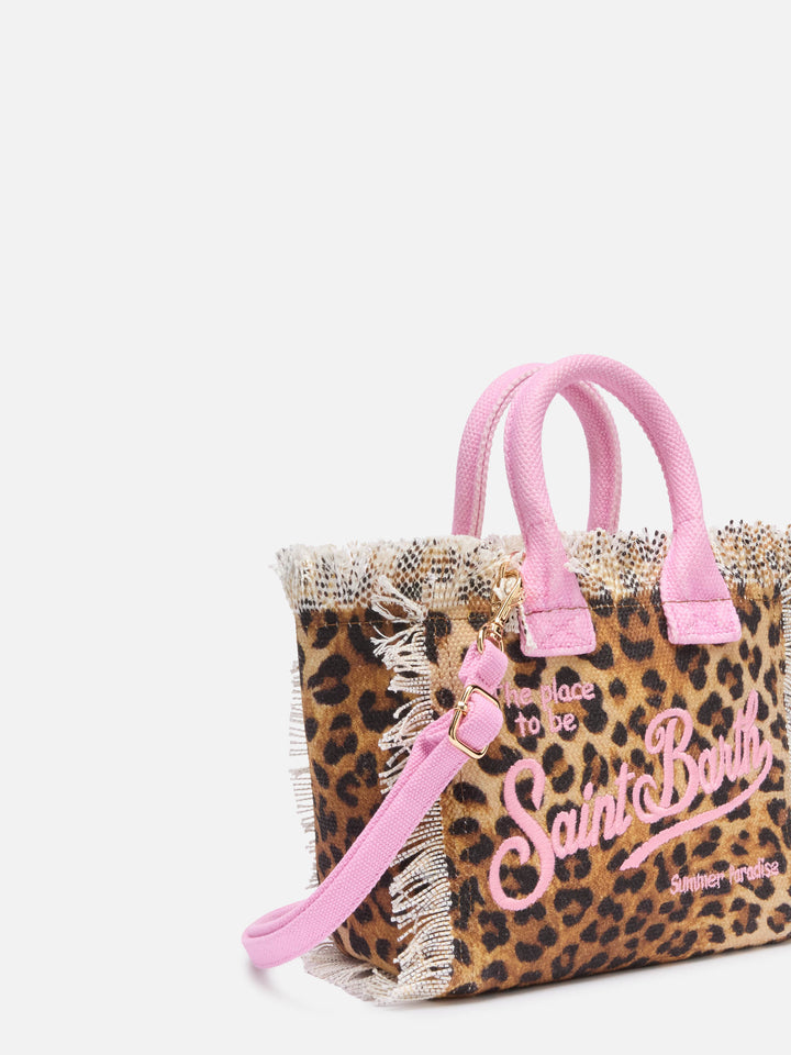 Cotton canvas Mini Vanity bag with animalier print